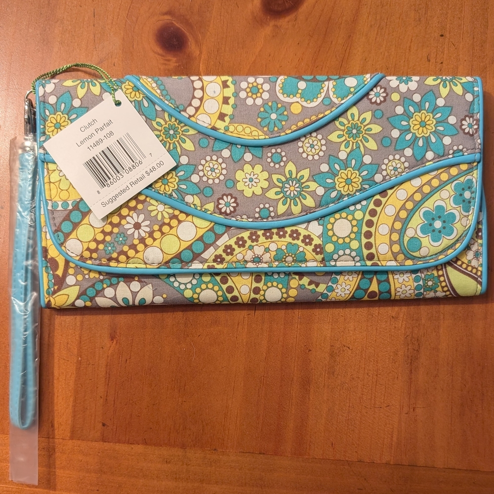 Vera Bradley Floral Clutch - Blue and Yellow